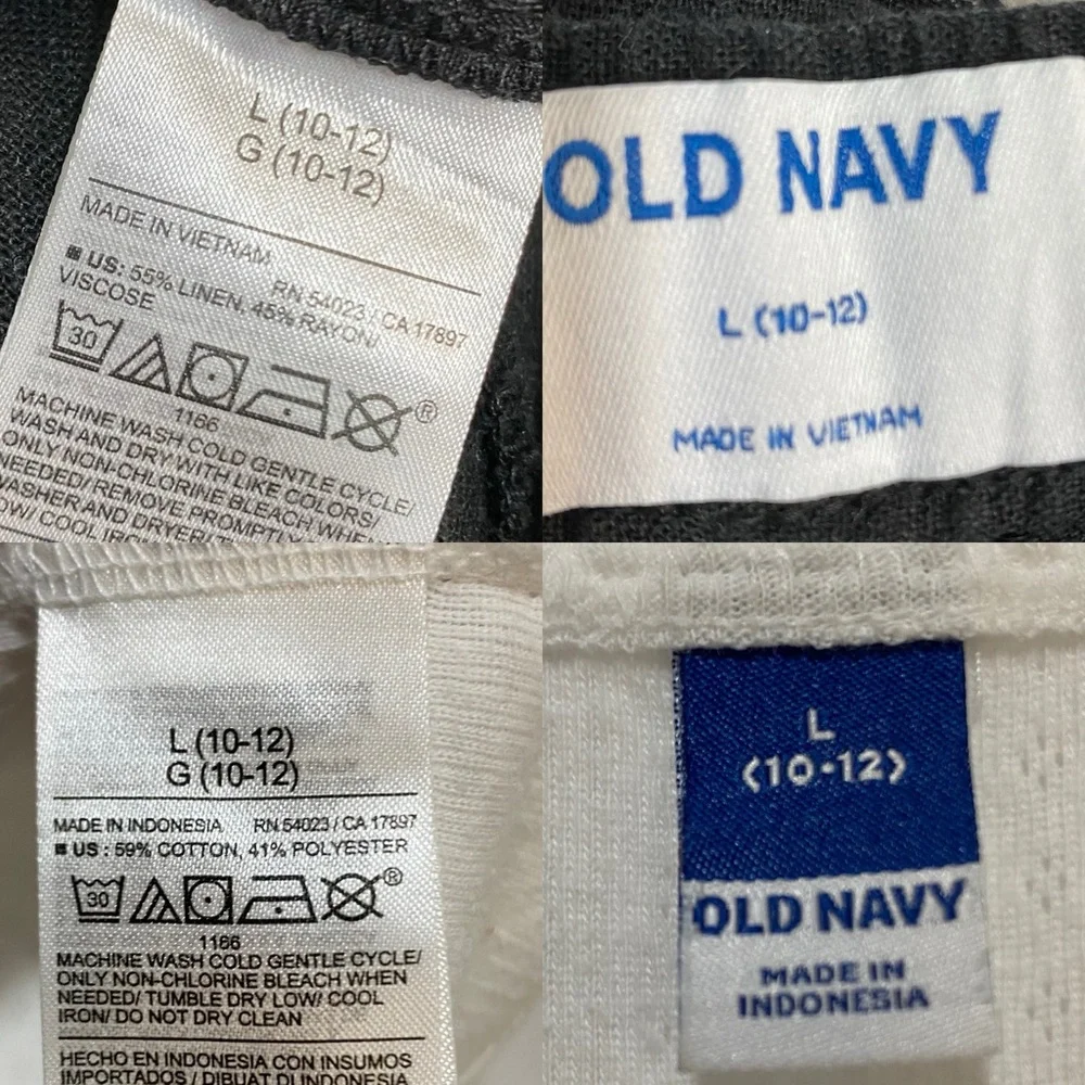 Old Navy Cream Ribbed Tee & Black Wide-Leg Pull-On Pants Kids Set Size Large